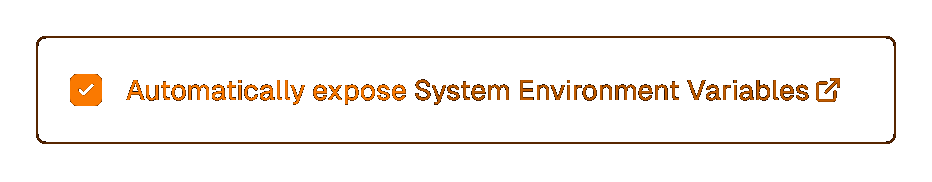 Screenshot from the Vercel dashboard, the option Automatically expose System Environment Variables is ticked